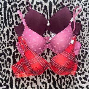 PINK Victoria's Secret Bra Set -Maroon, Pink, Red